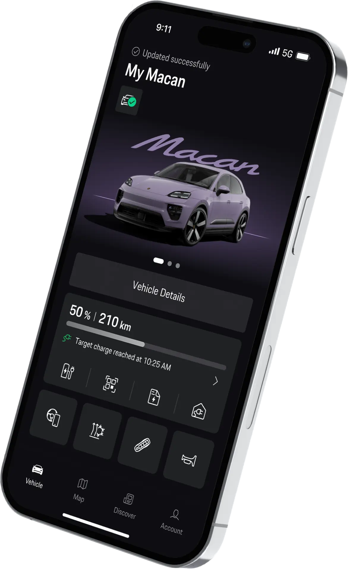 My Porsche App overview screen